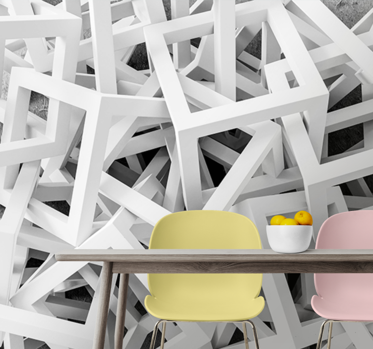 질감과 패턴 벽 벽화 추상 흰색 형태 - TenStickers