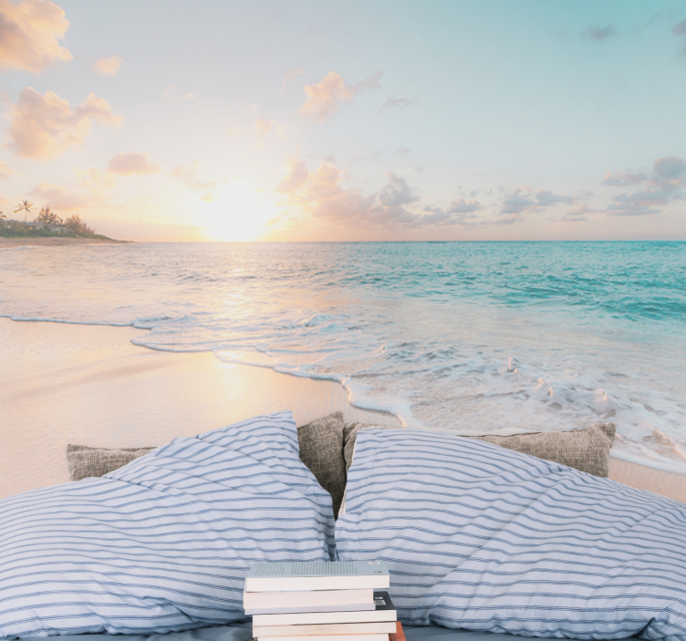 벽화 바다 일몰 해변의 분위기 - TenStickers