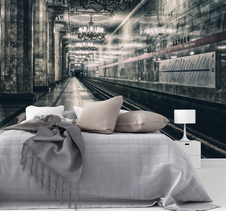 독특한 지하철 플랫폼 벽 벽화 - TenStickers