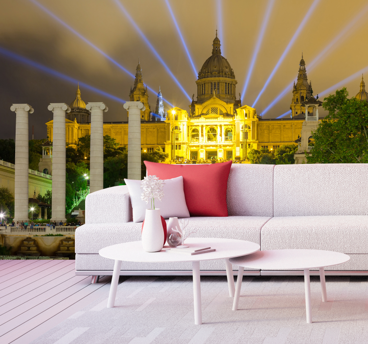 도시와 국가 벽 벽화 바르셀로나 야간 조명 - TenStickers