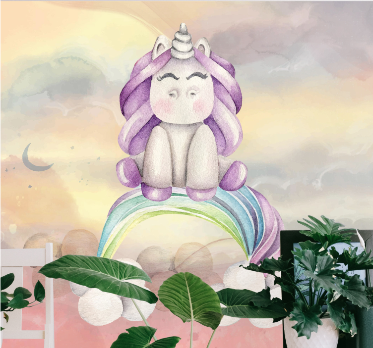 판타지 벽 벽화 귀여운 유니콘 무지개 - TenStickers