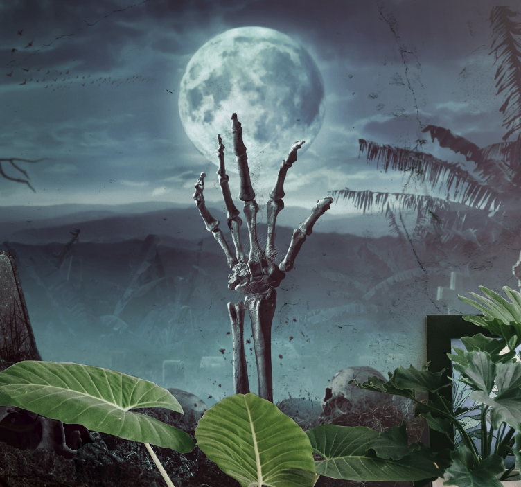 할로윈 벽화 해골 손이 솟아오르는 디자인 - TenStickers