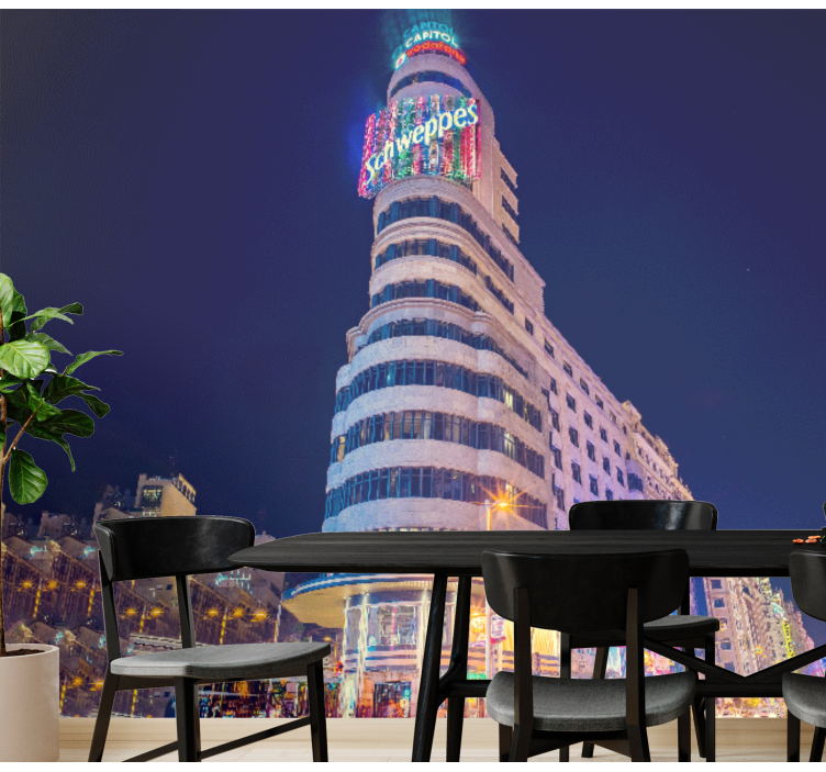 마드리드 벽화 마드리드 스카이라인 야경 - TenStickers