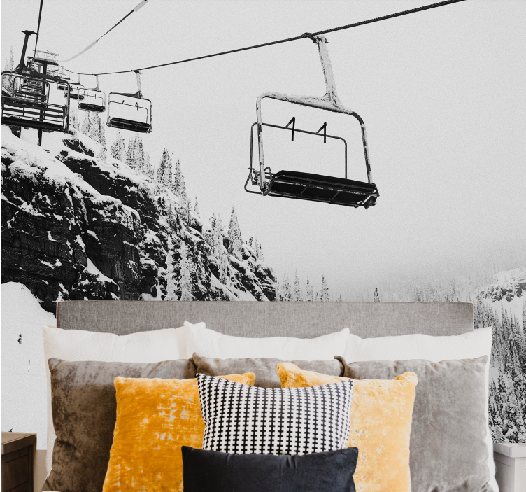 산 벽 벽화 스키 리프트 여행 - TenStickers