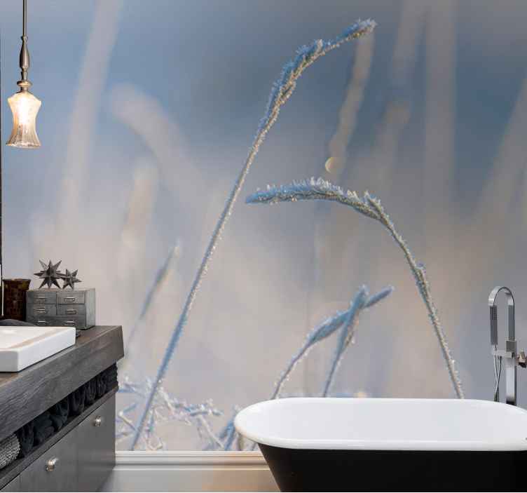 포토 뮤럴 자연 서리 낀 풀끝 - TenStickers