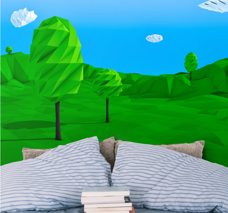 포토 뮤럴 자연 기하학적 녹색 풍경 - TenStickers