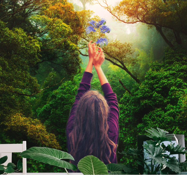 포토 뮤럴 자연 꽃을 향해 손을 뻗다 - TenStickers