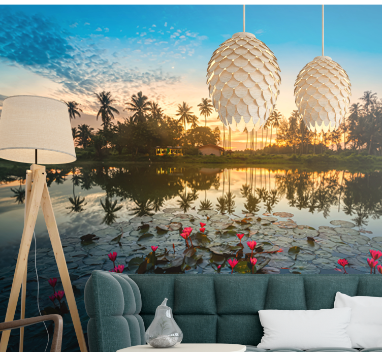 포토 뮤럴 자연 고요한 연꽃 반사 - TenStickers