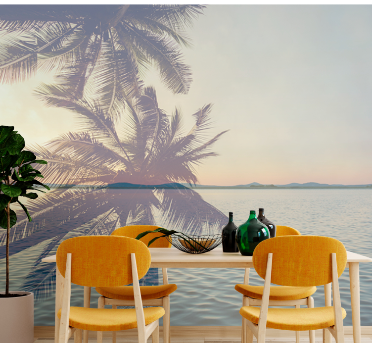포토 뮤럴 자연 고요한 야자수 실루엣 - TenStickers