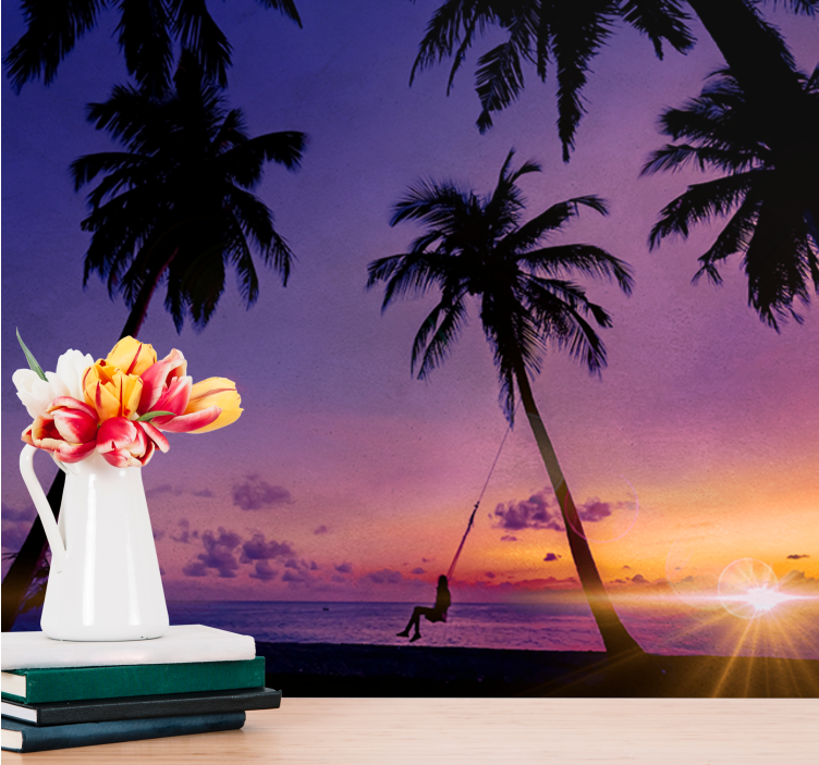 포토 뮤럴 자연 석양의 흔들리는 야자수 - TenStickers
