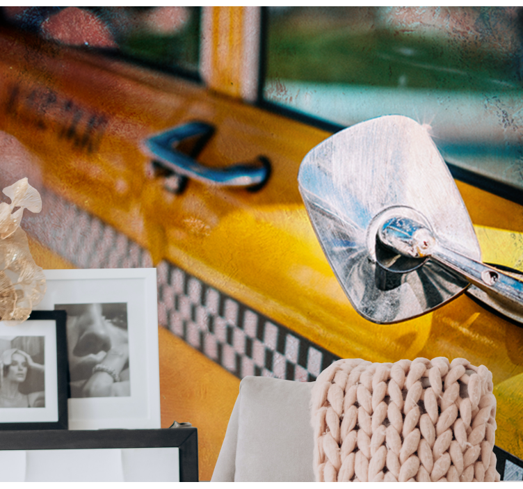 뉴욕 벽화 배경 화면 상징적인 노란 택시 - TenStickers