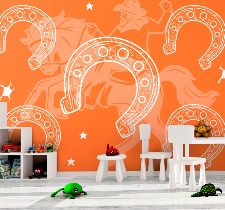 차량 벽 벽화 말굽 로데오 장면 - TenStickers