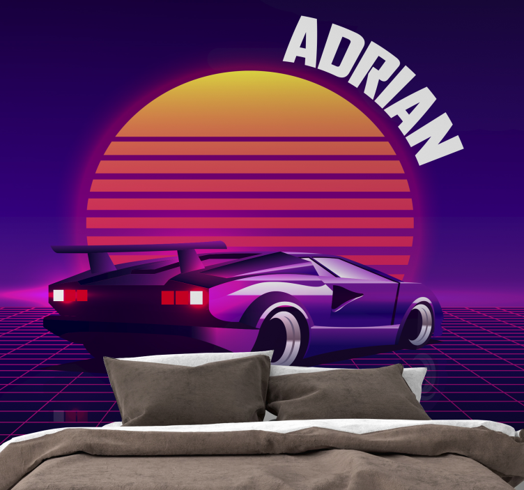차량 벽 벽화 레트로 레이싱카 - TenStickers