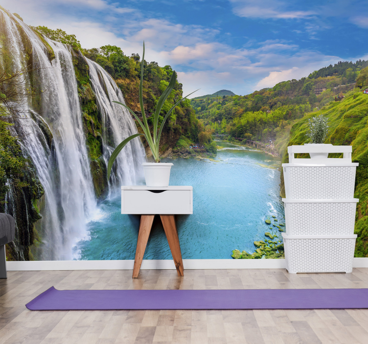 폭포가 있는 벽화 장엄한 폭포 - TenStickers