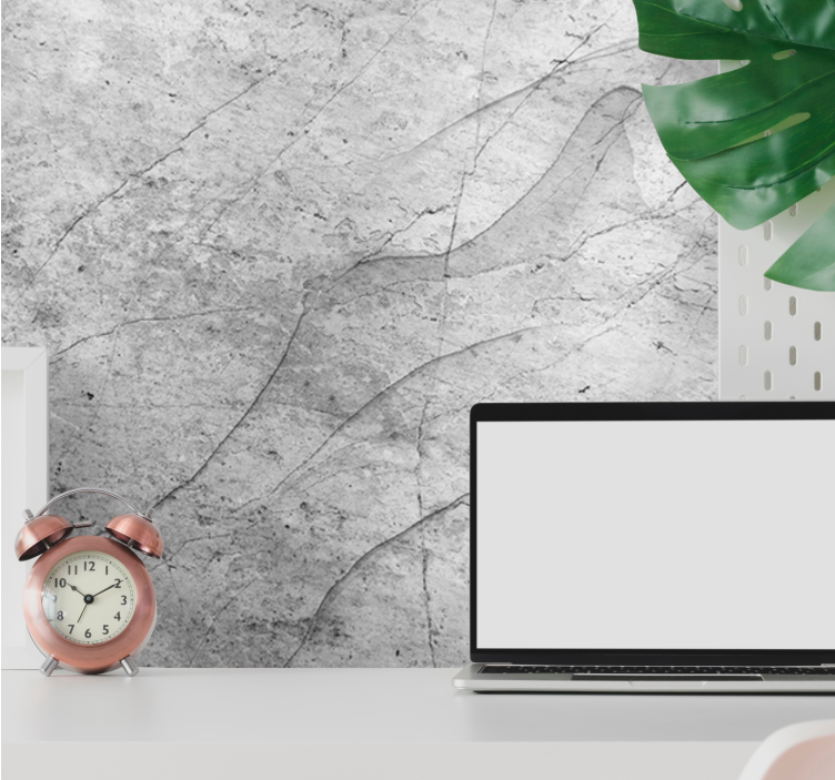 흰색 대리석 검은색 질감 디자인 벽화 - TenStickers