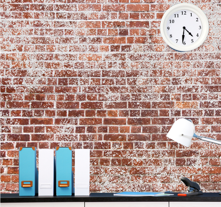 붉은 벽돌 벽 벽화에 흰색 페인트 - TenStickers