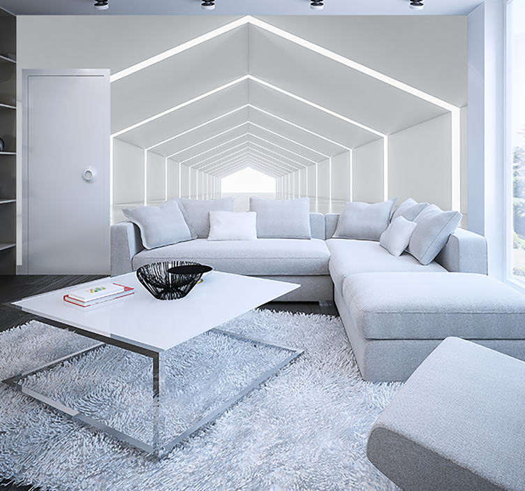 흰 터널 3d 벽 벽화 - TenStickers