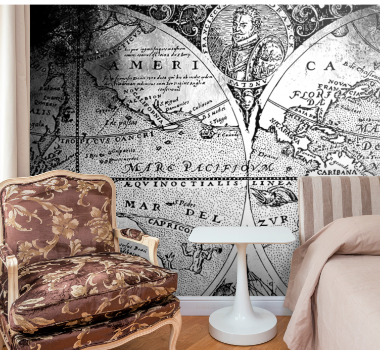 세계지도 벽 벽화 빈티지 항해 지도 - TenStickers