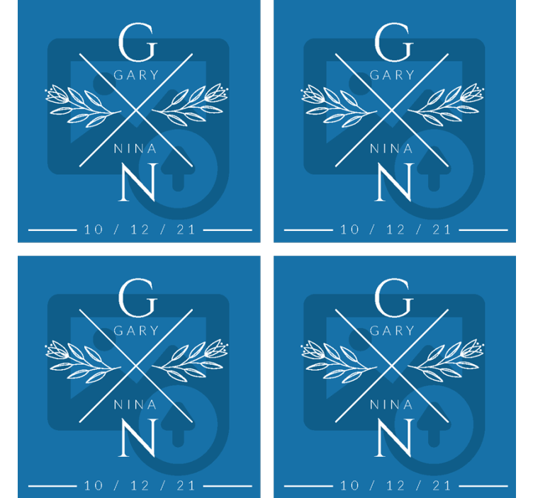 결혼식용 컵 받침 커플 이니셜 맞춤 제작 - TenStickers