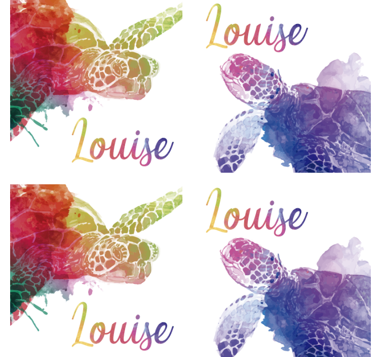 이름으로 화려한 거북이 코스터 - TenStickers