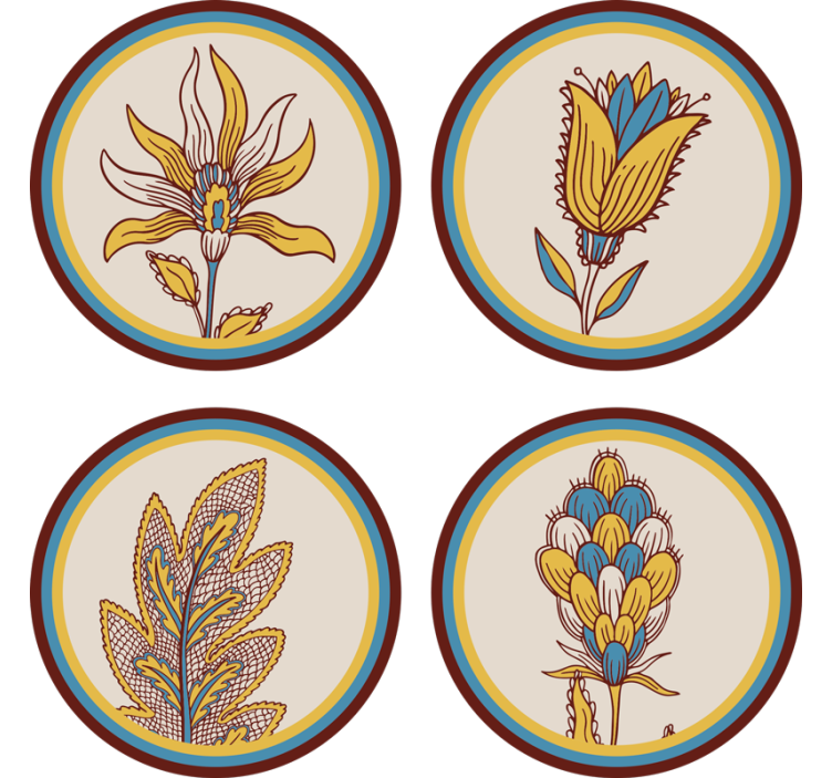 텍스처 효과 텀블러 플로랄 모티프 세트 - TenStickers