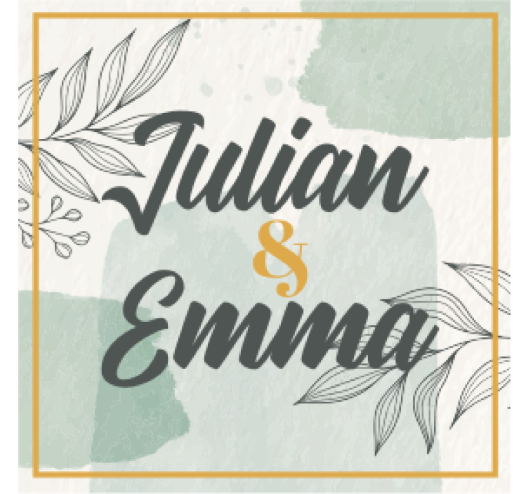 결혼식용 컵 받침 개인 맞춤 이름 디자인 - TenStickers