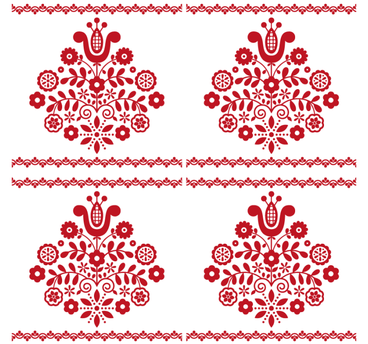 텍스처 효과 텀블러 플로럴 민속 모티프 - TenStickers