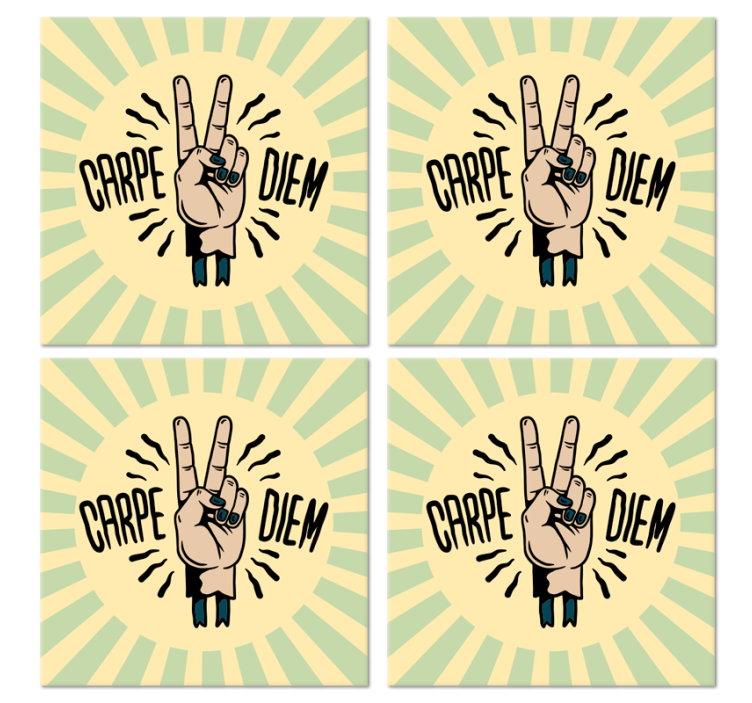 쉼표가 거꾸로 된 컵 받침 평화 손 심볼 - TenStickers