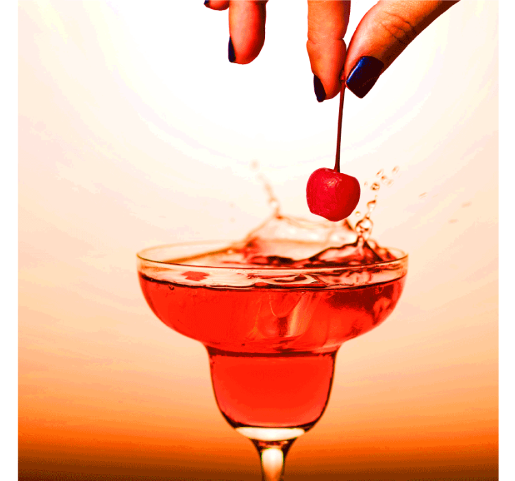 더 많은 컵 받침 음료에 체리를 넣어 손 - TenStickers