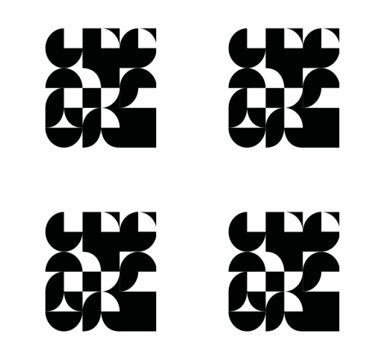 모던 포스트 분지 기하학적 단색 패턴 - TenStickers