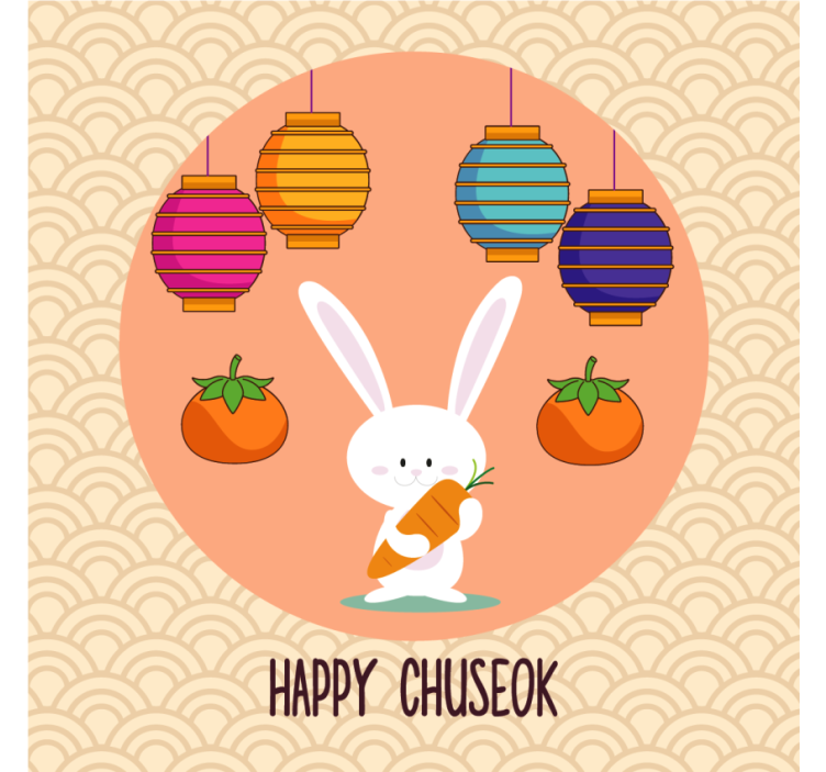 당근과 토끼 추석 텍스트 코스터 - TenStickers