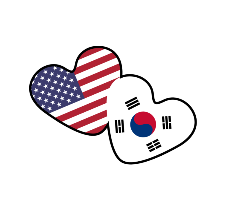 미국, 한국 하트 더 많은 컵 받침 - TenStickers