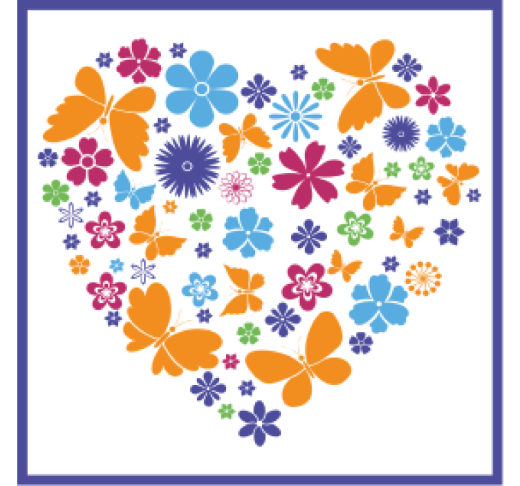 모던 포스트 분지 꽃으로 만든 하트 장식 - TenStickers