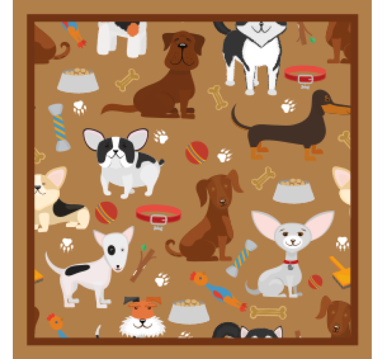 모던 포스트 분지 장난기 가득한 강아지 일러스트 - TenStickers