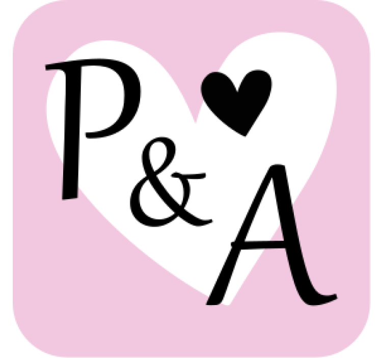 결혼식용 컵 받침 하트 모티프 이니셜 - TenStickers