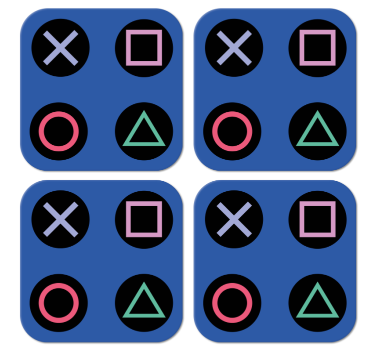 재미있는 다채로운 플레이 스테이션 패턴 괴짜 코스터 - TenStickers