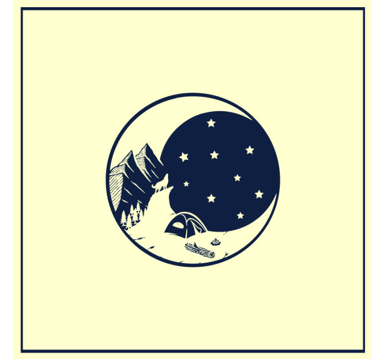 캠핑 텐트와 산 코스터가 있는 달 - TenStickers