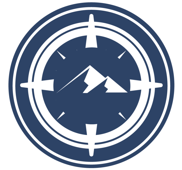 모던 포스트 분지 나침반과 산 모티프 - TenStickers