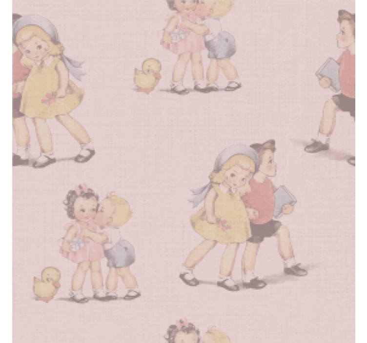 빈티지 포도 수확 후 장난기 가득한 아이들 일러스트 - TenStickers