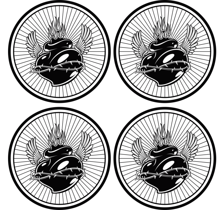 기발한 컵 받침 날개 달린 가시 심장 - TenStickers