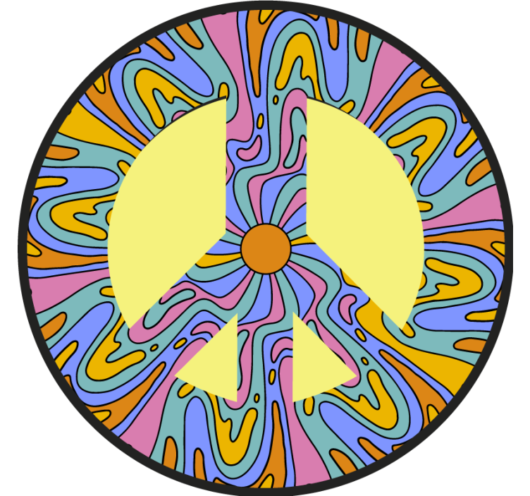 기발한 컵 받침 생기 넘치는 평화의 상징 - TenStickers