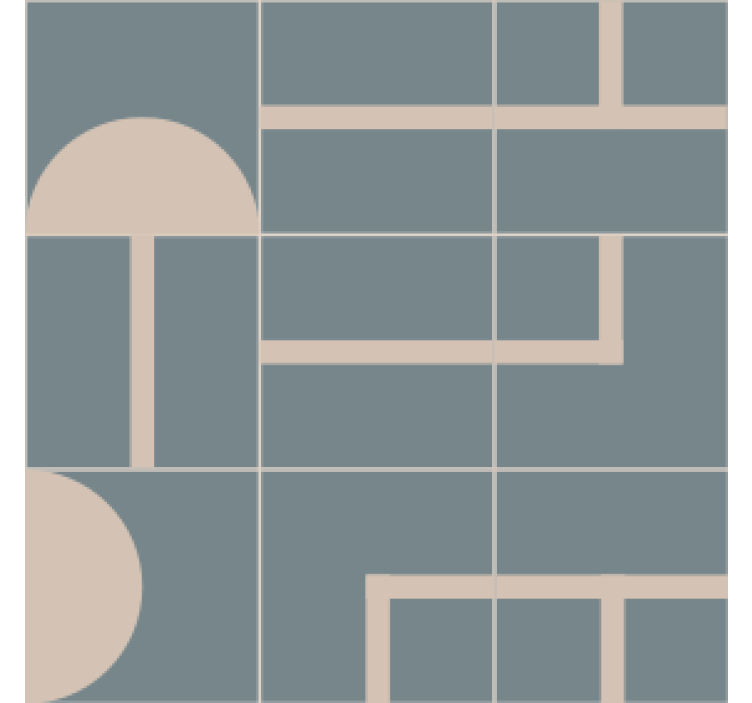 모던 포스트 분지 곡선 형태의 기하학적 패턴 - TenStickers