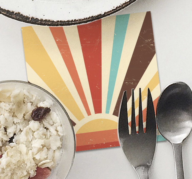 추상 빈티지 일몰 70 컵 받침 - TenStickers