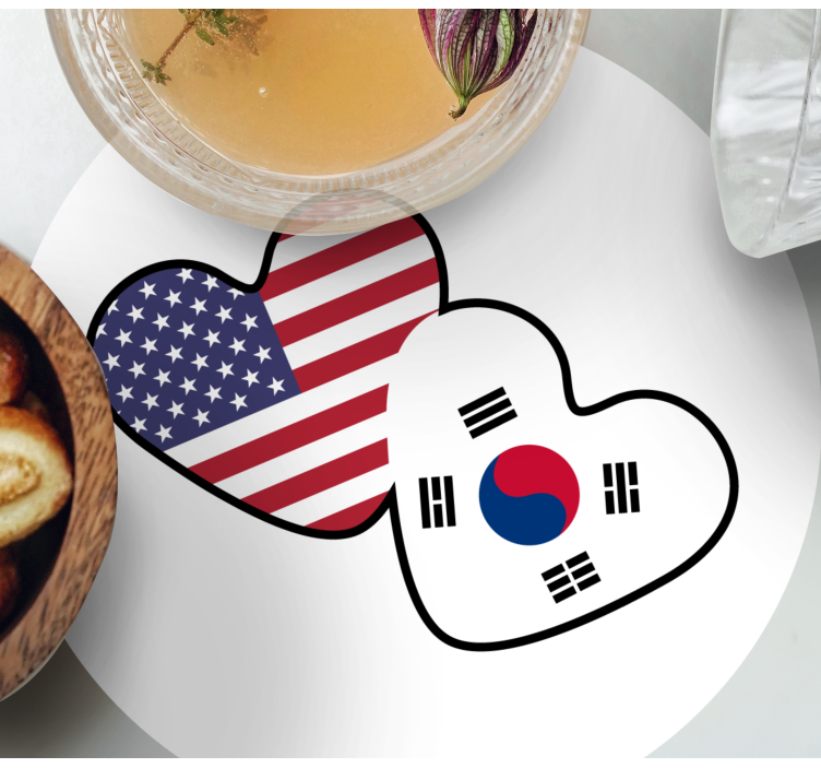 미국, 한국 하트 더 많은 컵 받침 - TenStickers