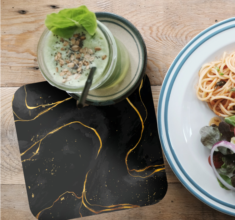 검은색과 황금색 대리석 현대 코스터 - TenStickers