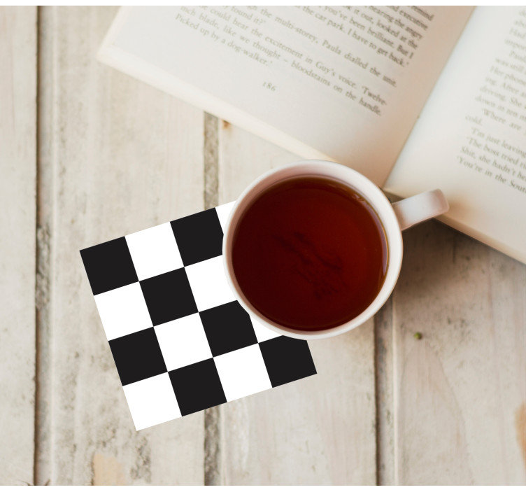 흑백 체크 무늬 질감 코스터 - TenStickers