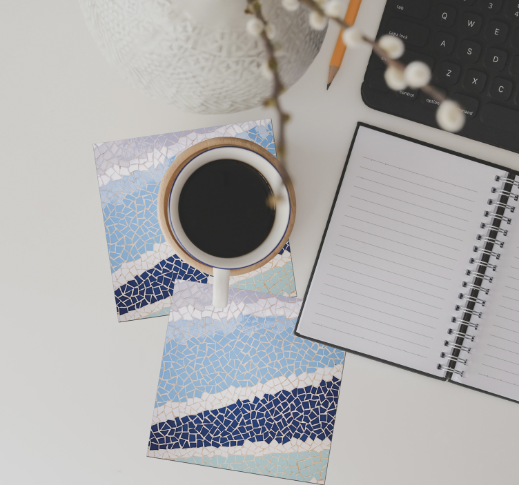 파란색 모자이크 타일 컵 받침 - TenStickers