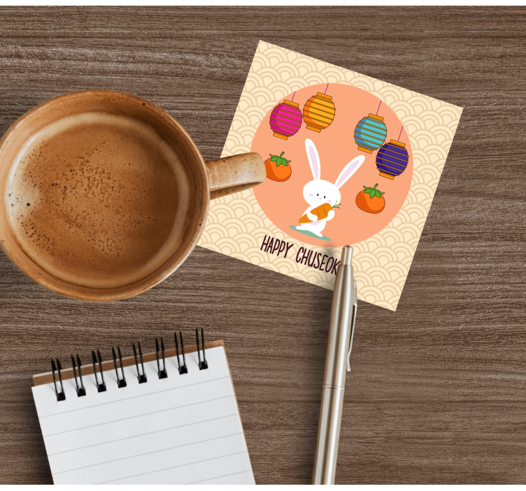 당근과 토끼 추석 텍스트 코스터 - TenStickers