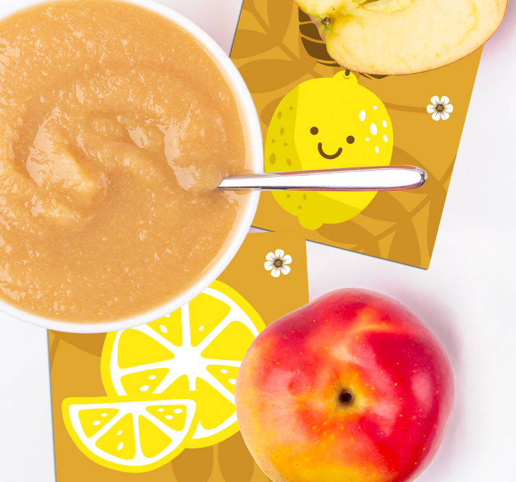 만화 레몬 감귤 코스터 - TenStickers