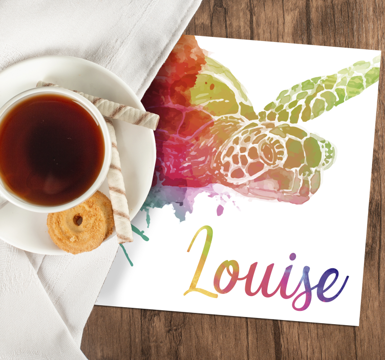 이름으로 화려한 거북이 코스터 - TenStickers